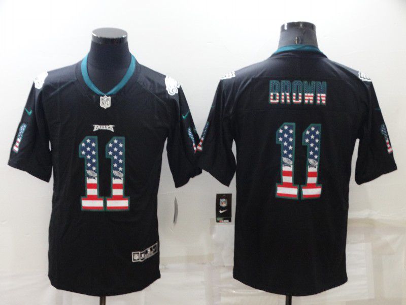 Men Philadelphia Eagles 11 Brown Black 2022 Nike USA Flag Fashion Color Rush Limited NFL Jersey
